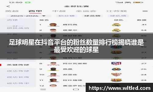 足球明星在抖音平台的粉丝数量排行榜揭晓谁是最受欢迎的球星